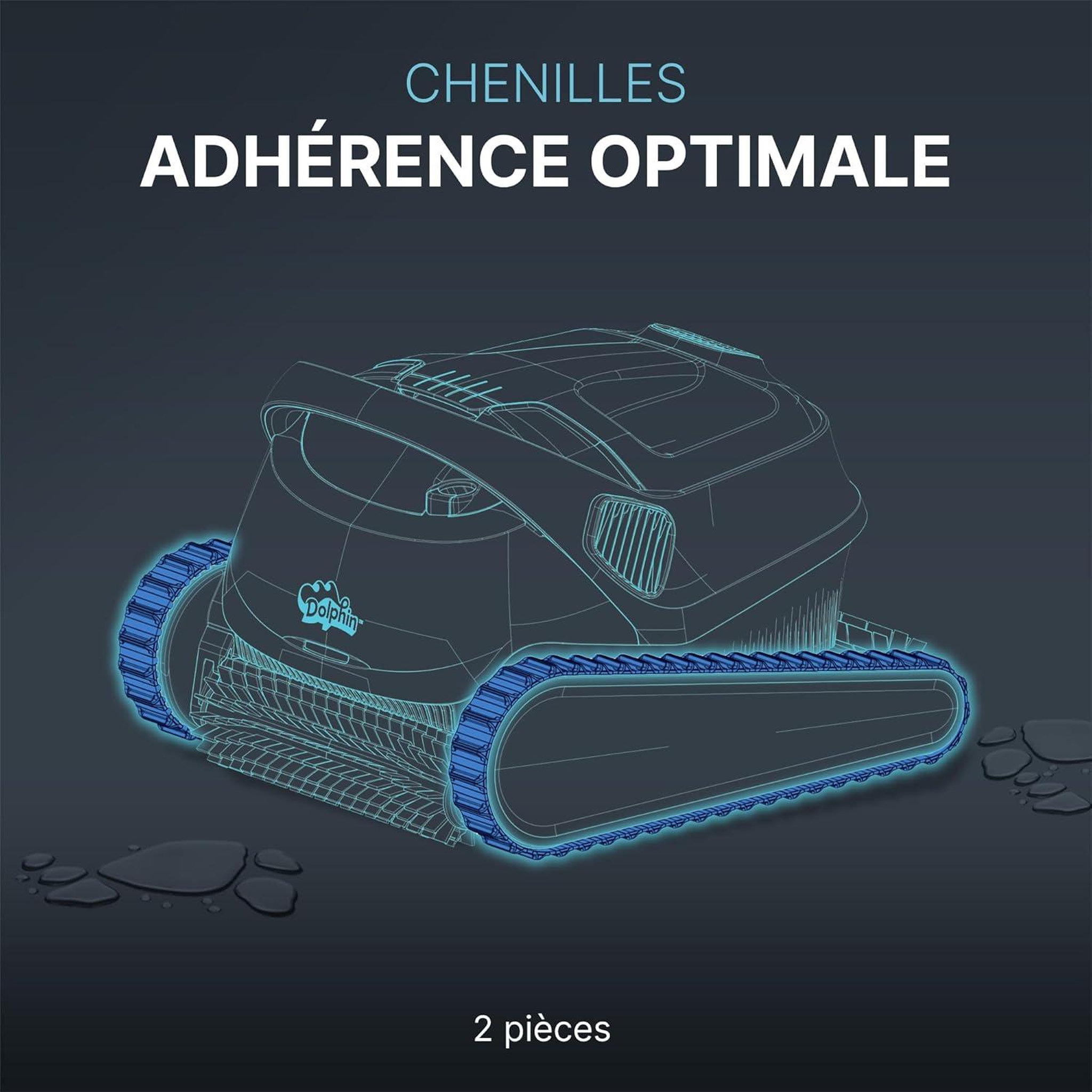 Voir la diapositive 4 : Dolphin Chenilles de remplacement bleues (2 pièces) pour robot dolphin s100, s200, s300, s300i, s400 - 99831521-R2