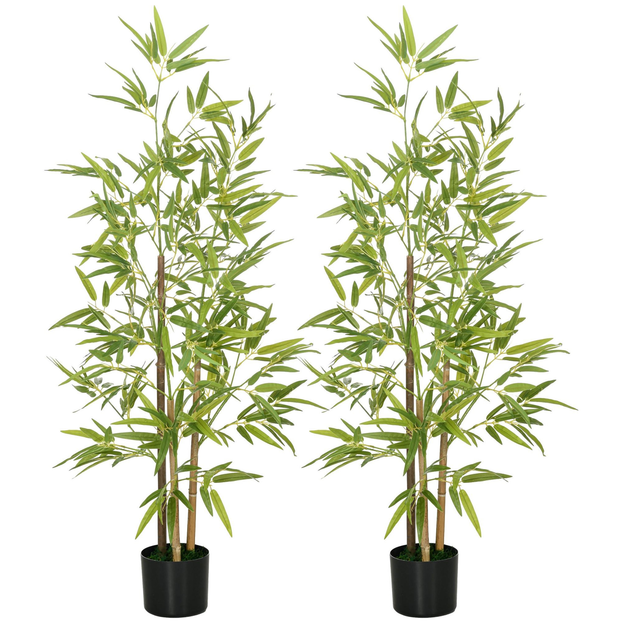HOMCOM Lot de 2 bambous artificiels 1,20H m 498 feuilles réalistes par pied vrais troncs