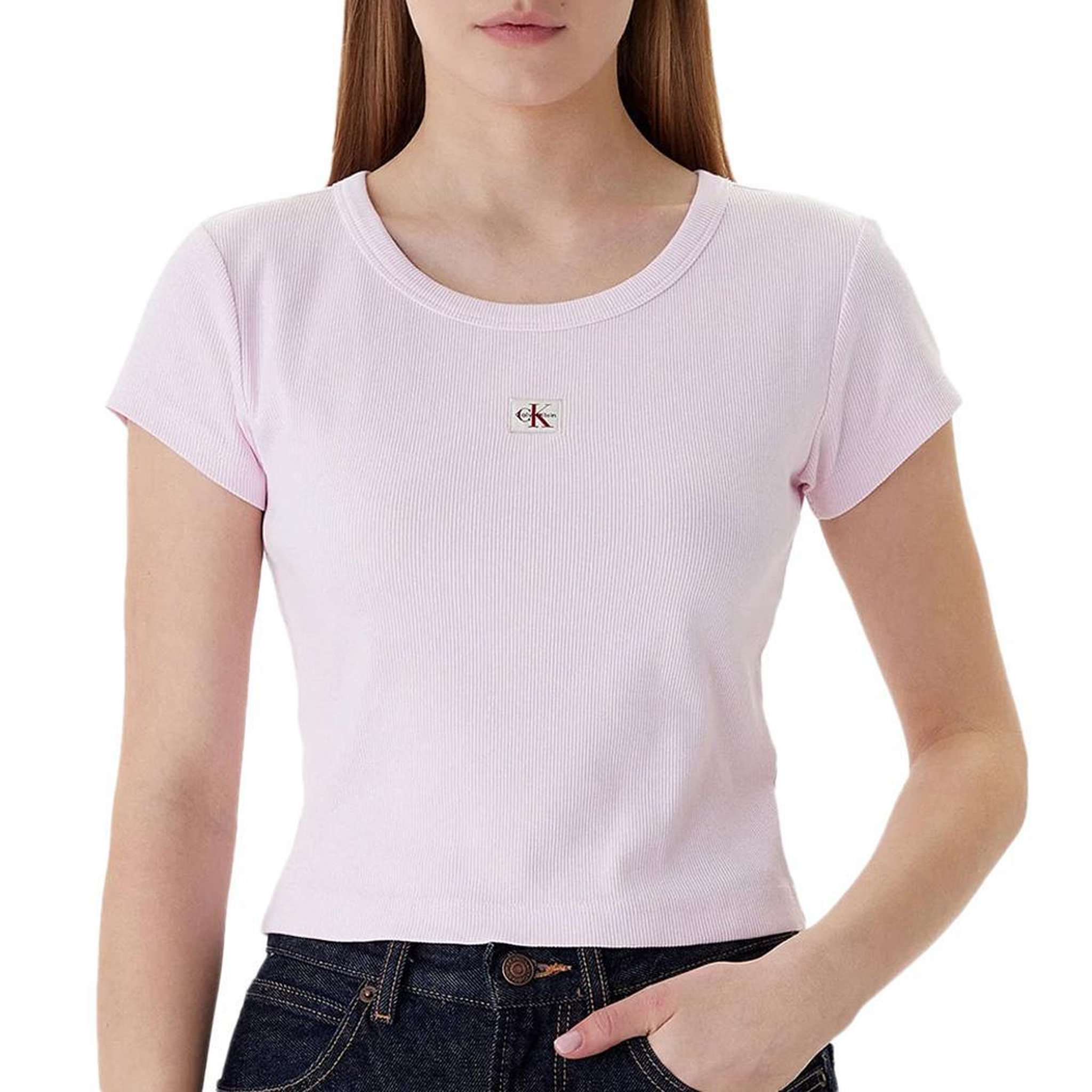 Voir la diapositive 1 : CALVIN KLEIN JEANS T-Shirt Rose Poudré Femme Calvin Klein Label 2x2