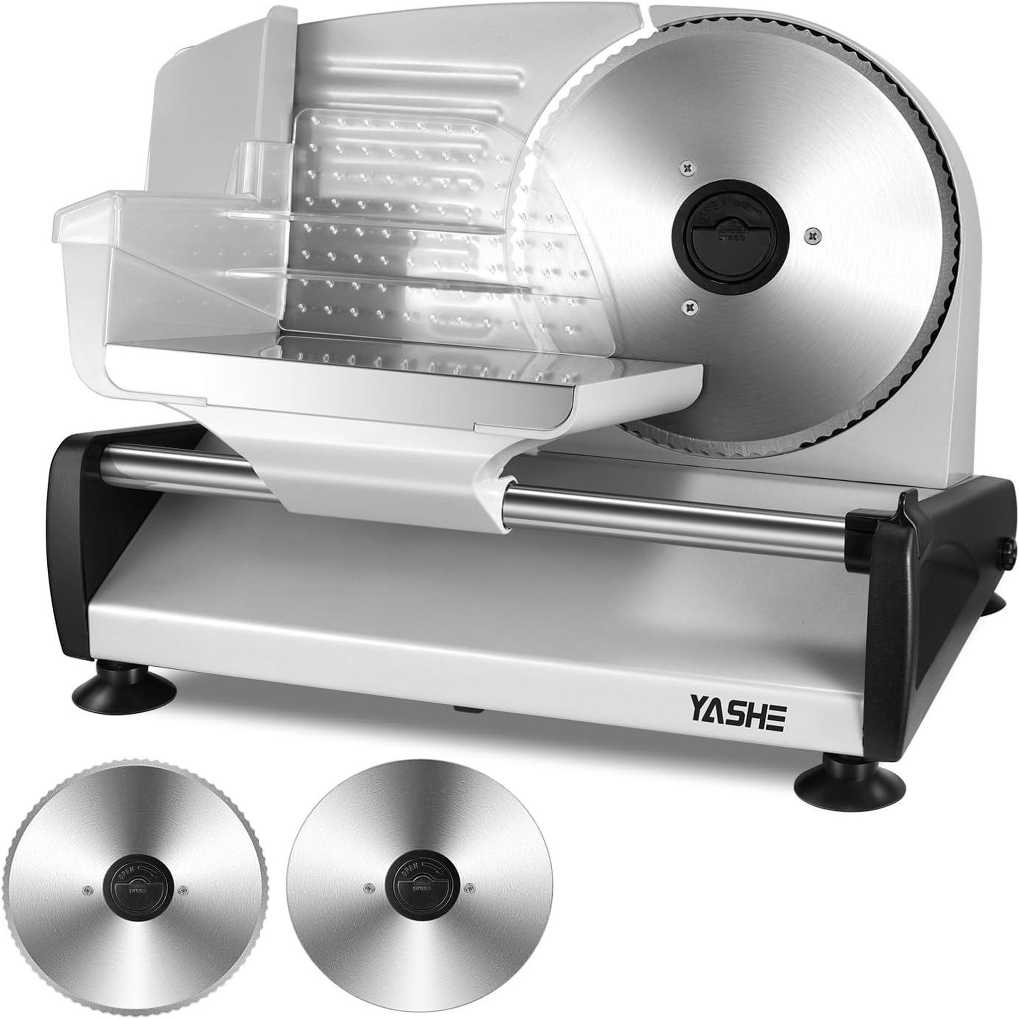 YASHE Trancheuse électrique 250 W, 2 lames Ø 19 cm, 0–15 mm