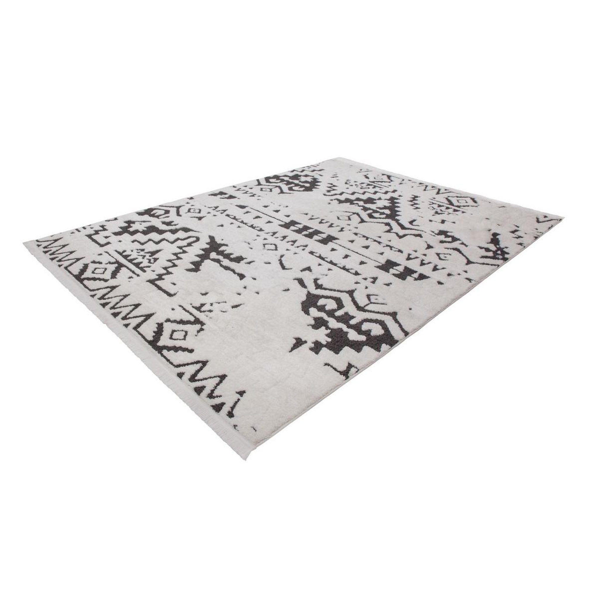 Voir la diapositive 4 : Paris Prix Tapis Ethnique à Franges  Agadir  Noir & Blanc