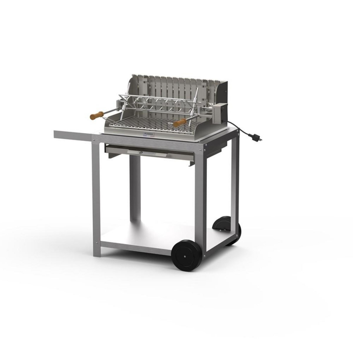 Le marquier Barbecue avec chariot en Inox Mendy, grille en inox de 54 x 32 cm