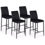 Voir la diapositive 1 : ID MARKET Lot de 4 tabourets ROMANE en PVC noir design contemporain chaises de bar rembourrées
