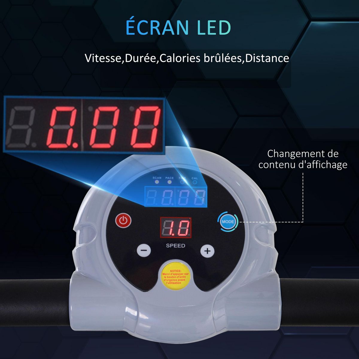 HOMCOM Tapis de marche électrique tapis de Fitness 450 W gris noir