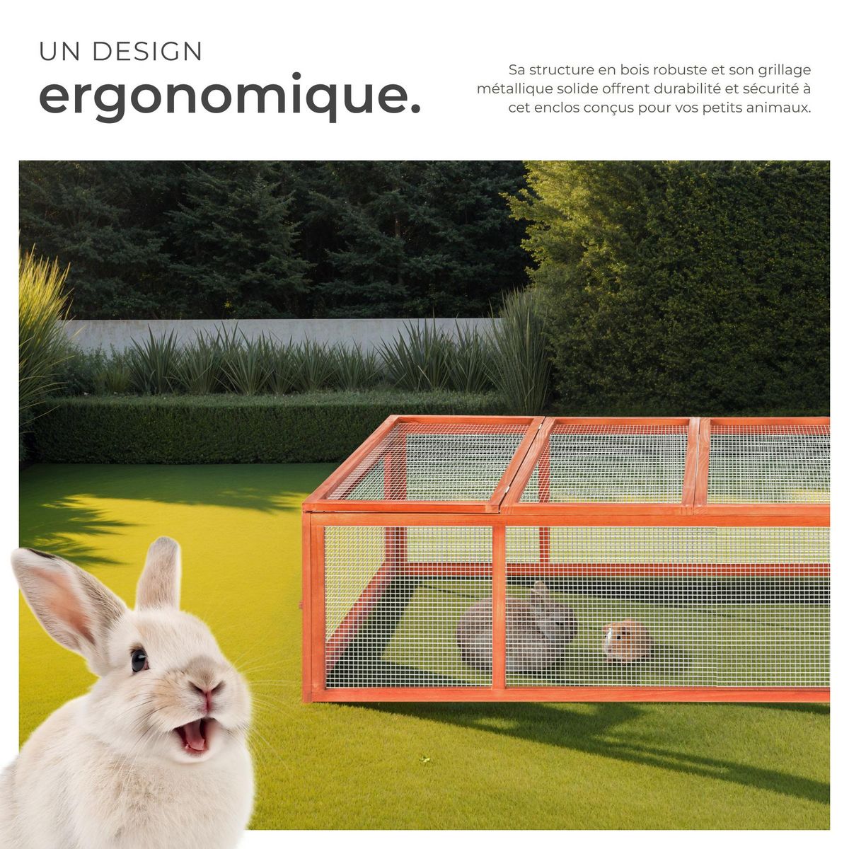 tectake Enclos pour rongeurs en bois marron