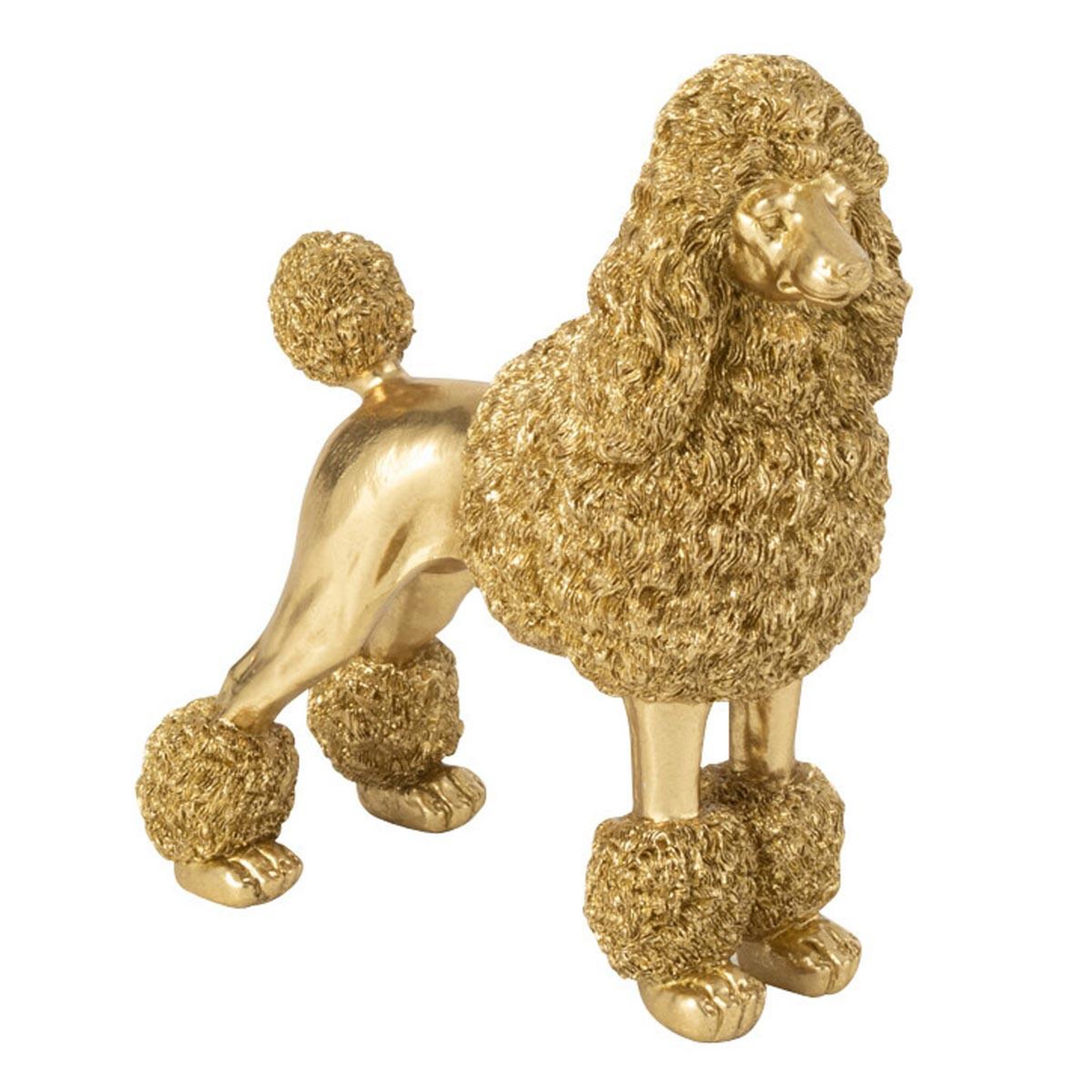 J-LINE Statuette caniche debout  trina  26cm doré