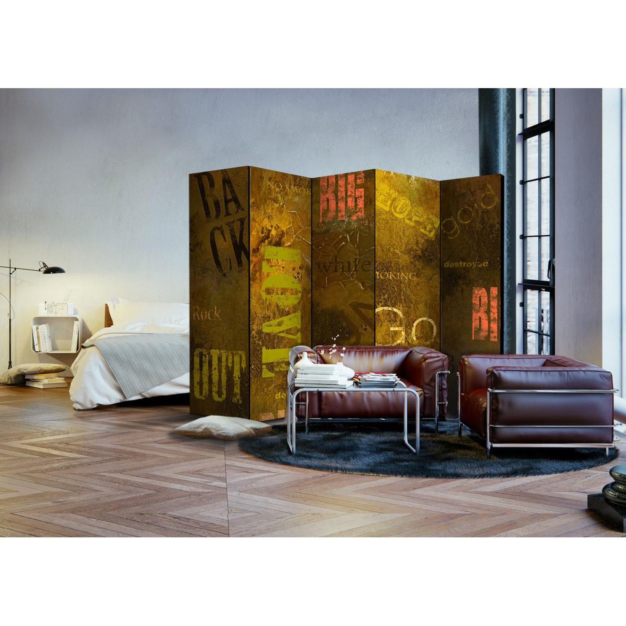 Voir la diapositive 2 : Paris Prix Paravent 5 volets  concrete epigraph  172x225cm