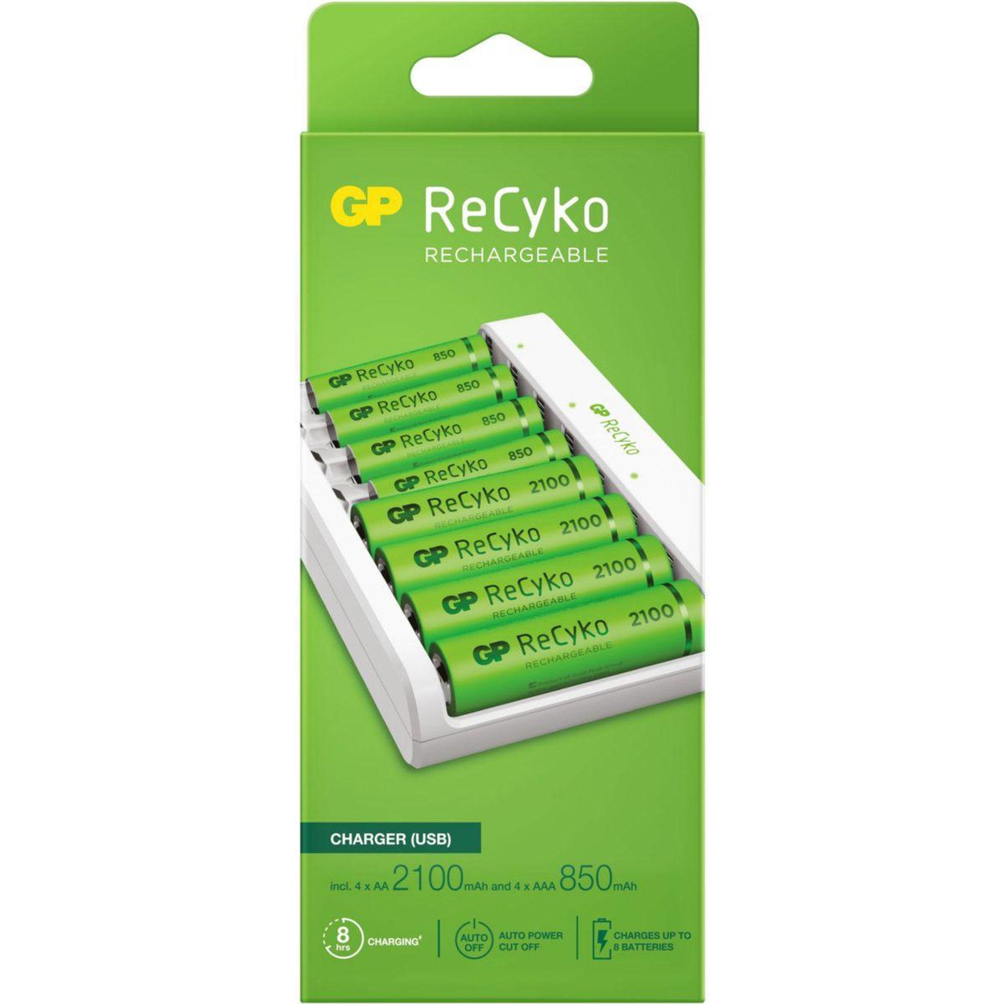 GP BATTERIES Chargeur secteur + 4 Piles AA + 4 Piles AAA