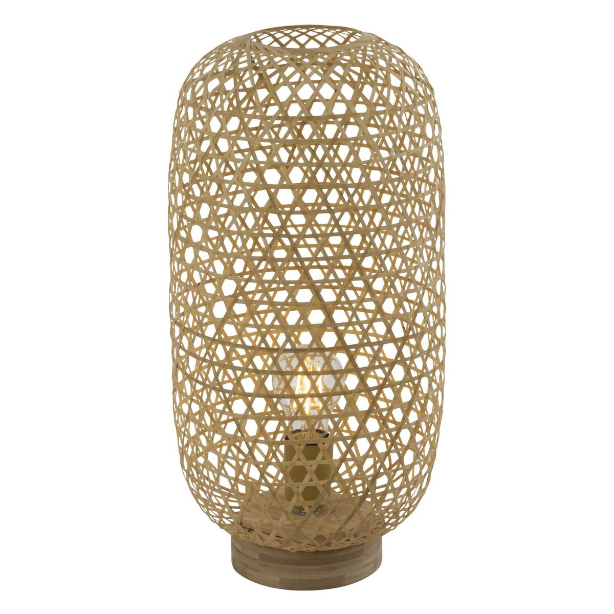 Lampe à poser design bambou Mirena - Diam. 22 x H. 46 cm - Beige naturel