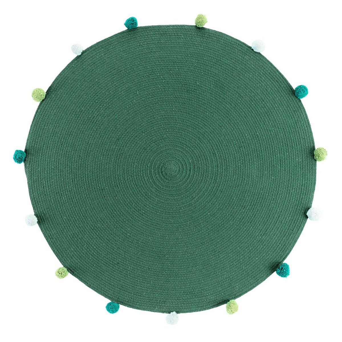Douceur d'Intérieur Tapis rond pompons 90 cm Pompomparty vert