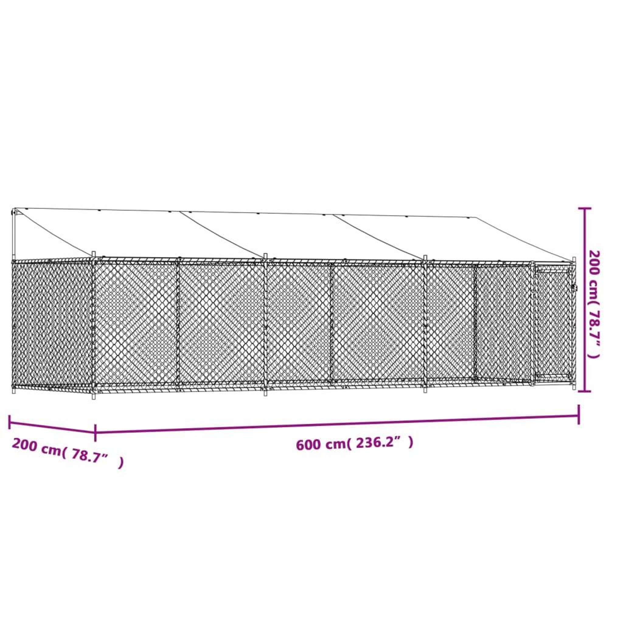 Voir la diapositive 6 : VIDAXL Cage pour chien avec toit et porte gris 6x2x2 m acier galvanise