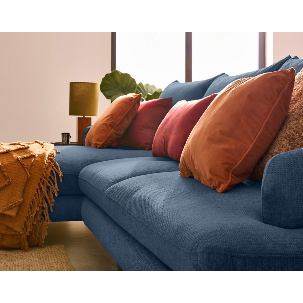 LISA DESIGN Ninon - canapé d'angle gauche 4 places convertible avec coffre en tissu texturé