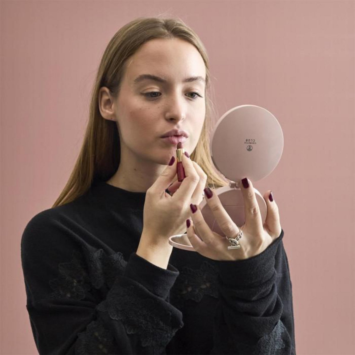 Paris Prix Miroir de Poche LED Grossissant  Triptyque  11cm Nude