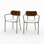 Rendez vous déco Lot de 2 chaises en tissu beige et placage en bois foncé-Marine