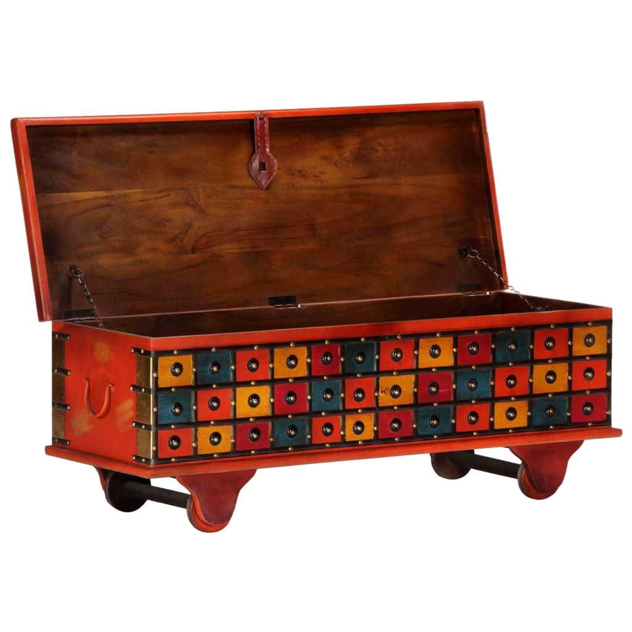 Voir la diapositive 2 : VIDAXL Boîte de rangement Rouge 110x40x40 cm Bois d'acacia massif