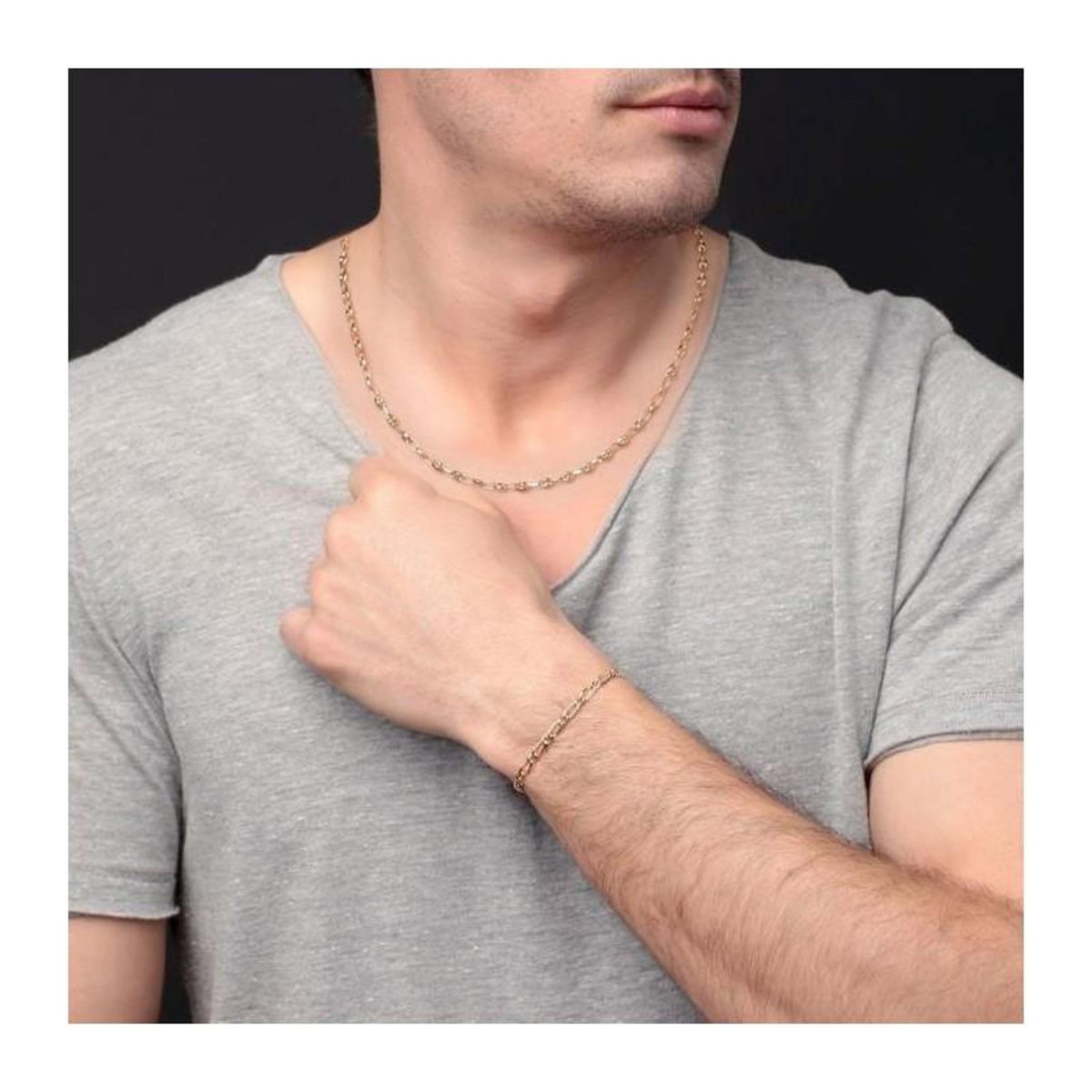 L'ATELIER D'AZUR Collier Or 18 Carats 750/000 Maille Grain de Café Jaune - Homme ou Femme