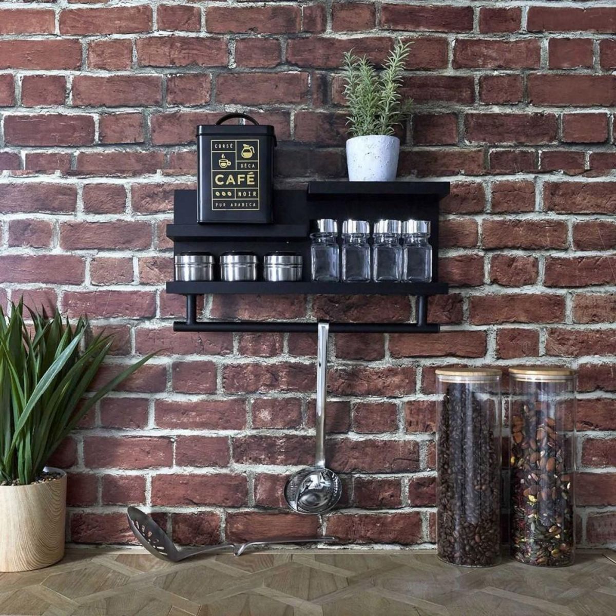 The Home Deco Factory Etagère murale bois noir