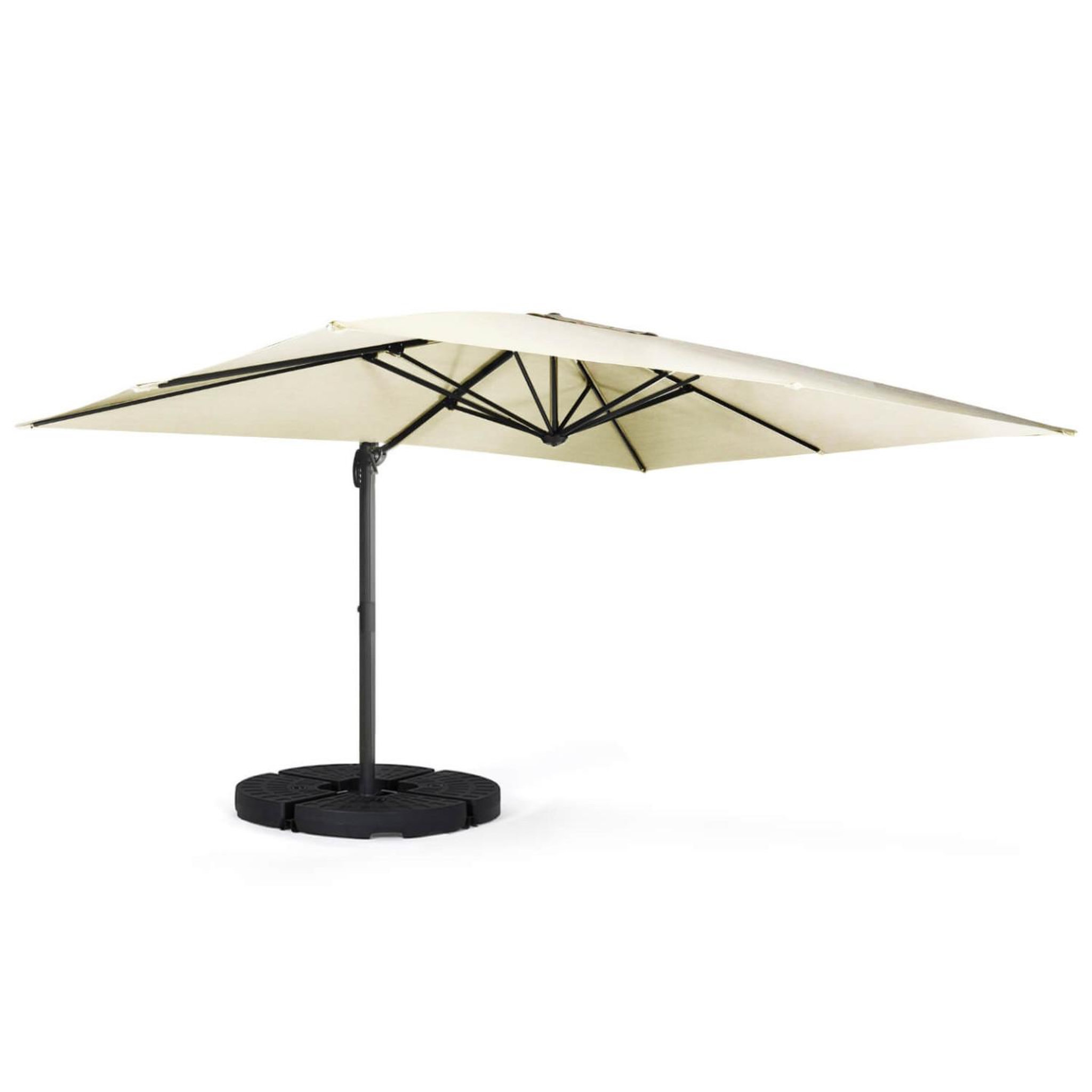 ID MARKET Parasol déporté inclinable rotatif 360 calvi écru 3x4 m avec 4 dalles et housse