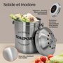 Voir la diapositive 3 : LINXOR Composteur, bac, poubelle à compost de cuisine 5L rond en Inox - Gris