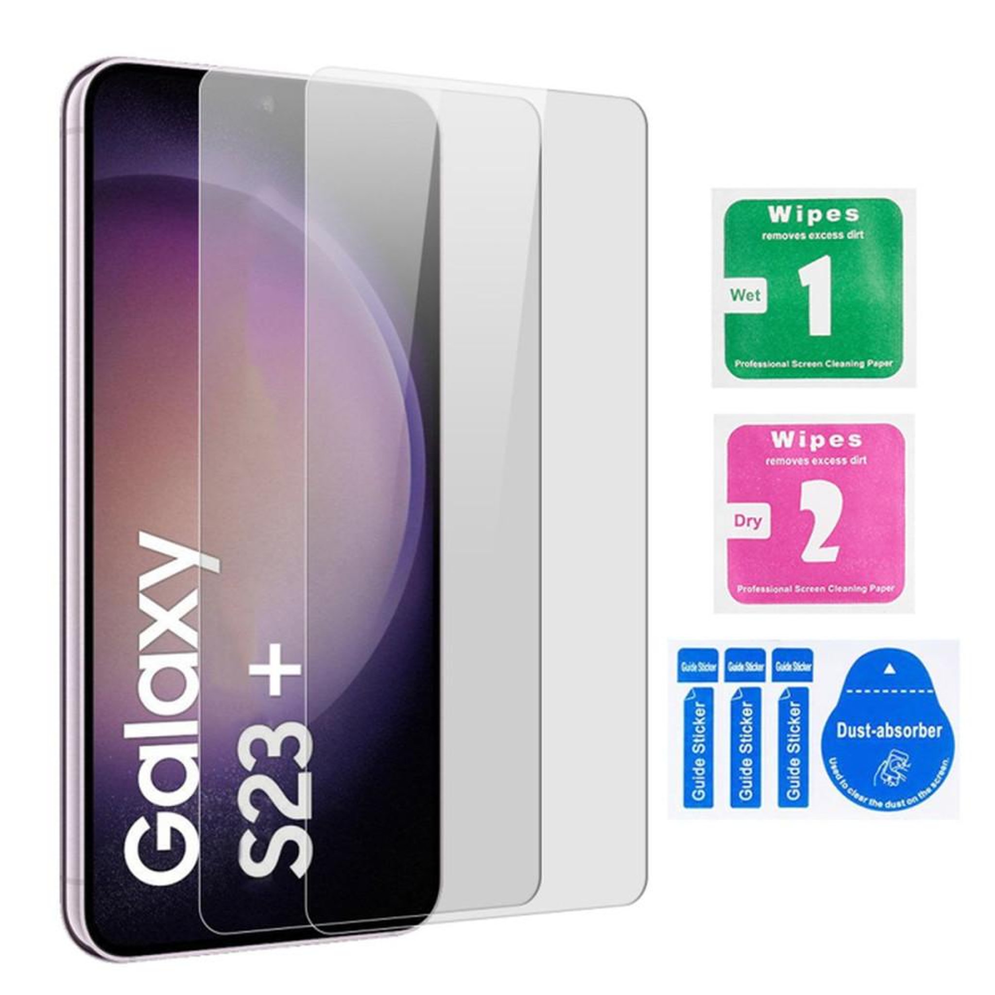 Protection écran en verre trempé incurvé pour Samsung Galaxy S23+/S22+ 6,6  lot de 2, 9H anti-rayures, anti-chocs, revêtement oléophobe anti-traces