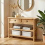 Voir la diapositive 2 : IDIMEX Table console en pin TEQUILA style mexicain, 1 tiroir et 2 étagères