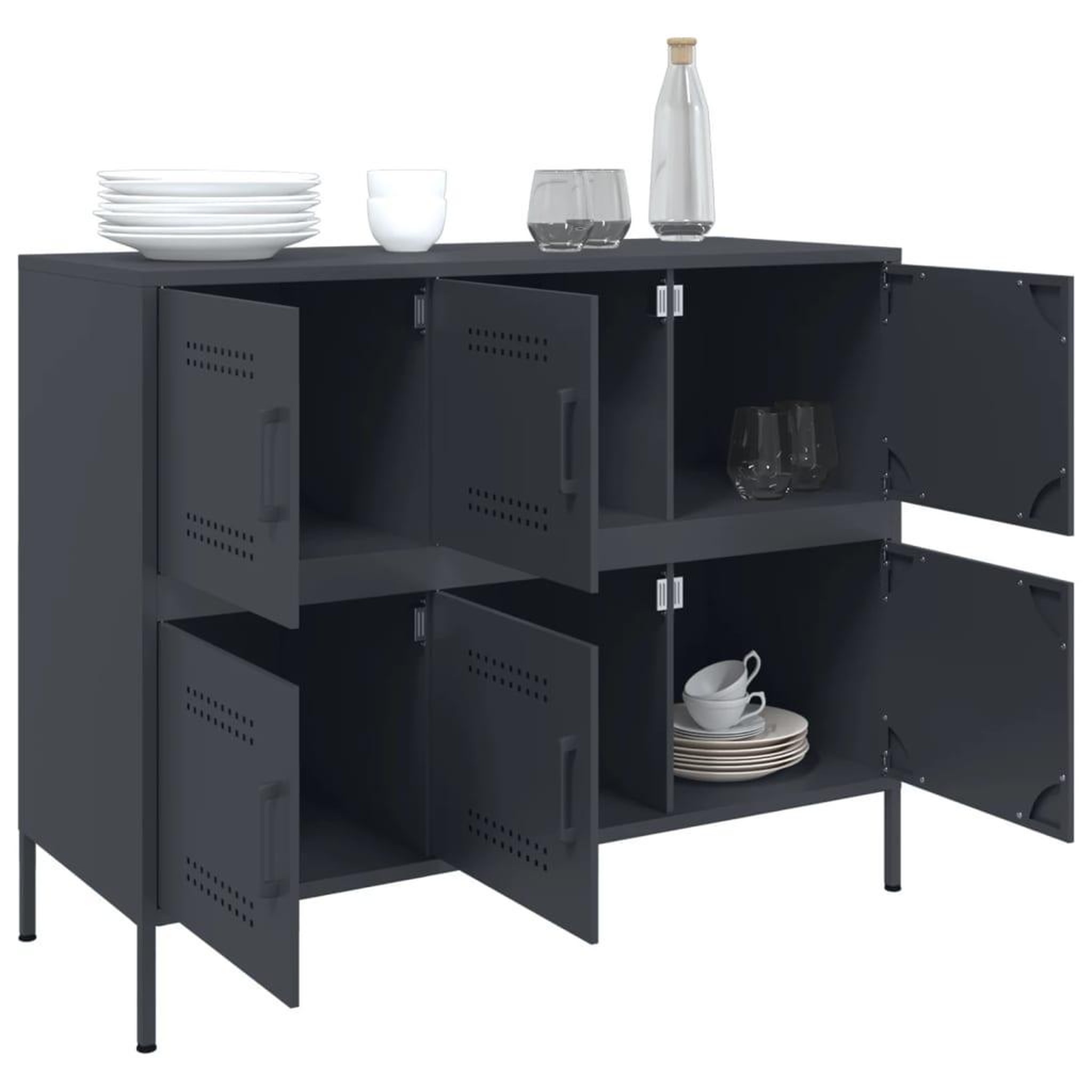 Voir la diapositive 4 : VIDAXL Buffet anthracite 100,5x39x79 cm acier