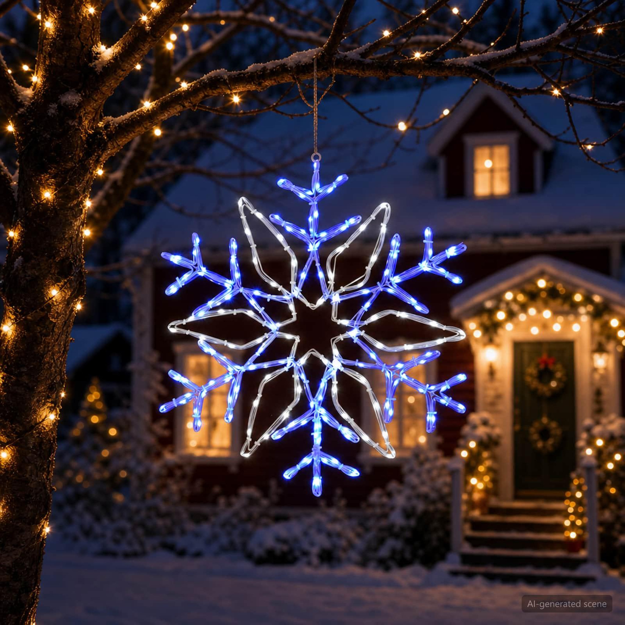 Voir la diapositive 4 : VIDAXL Flocon de neige lumineux de Noël LOVIISA 140 LED Blanc froid
