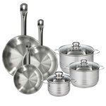 Fackelmann Set 3 poêles 20 24 28 cm en inox, 3 faitouts inox 16, 20 et 24 cm Fackelmann Eterna