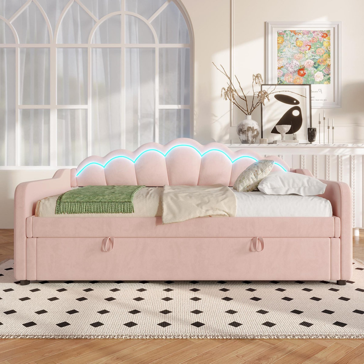 MERAX Lit coffre rembourré 90x200cm