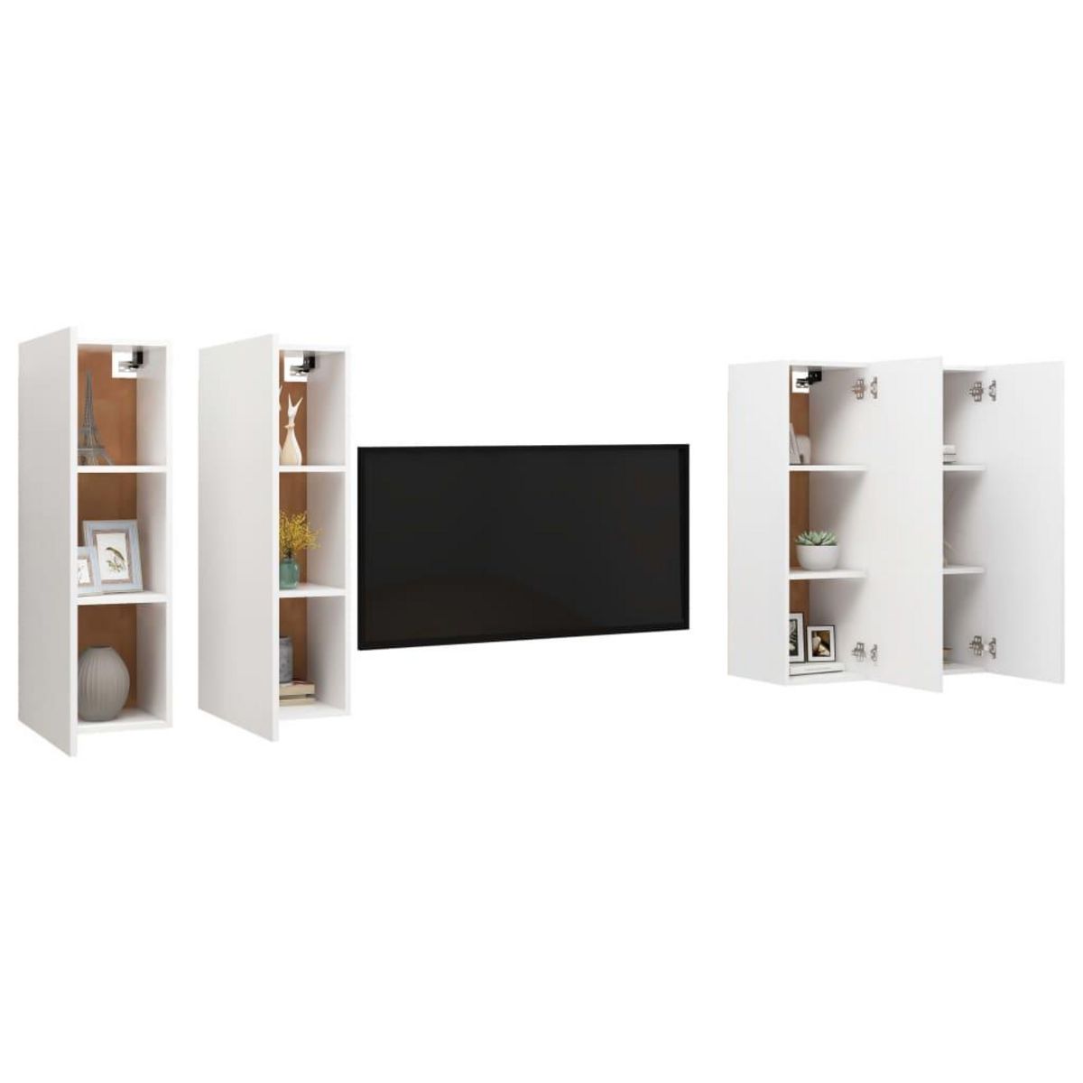 VIDAXL Meubles TV 4 pcs Blanc 30,5x30x90 cm Bois d'ingenierie
