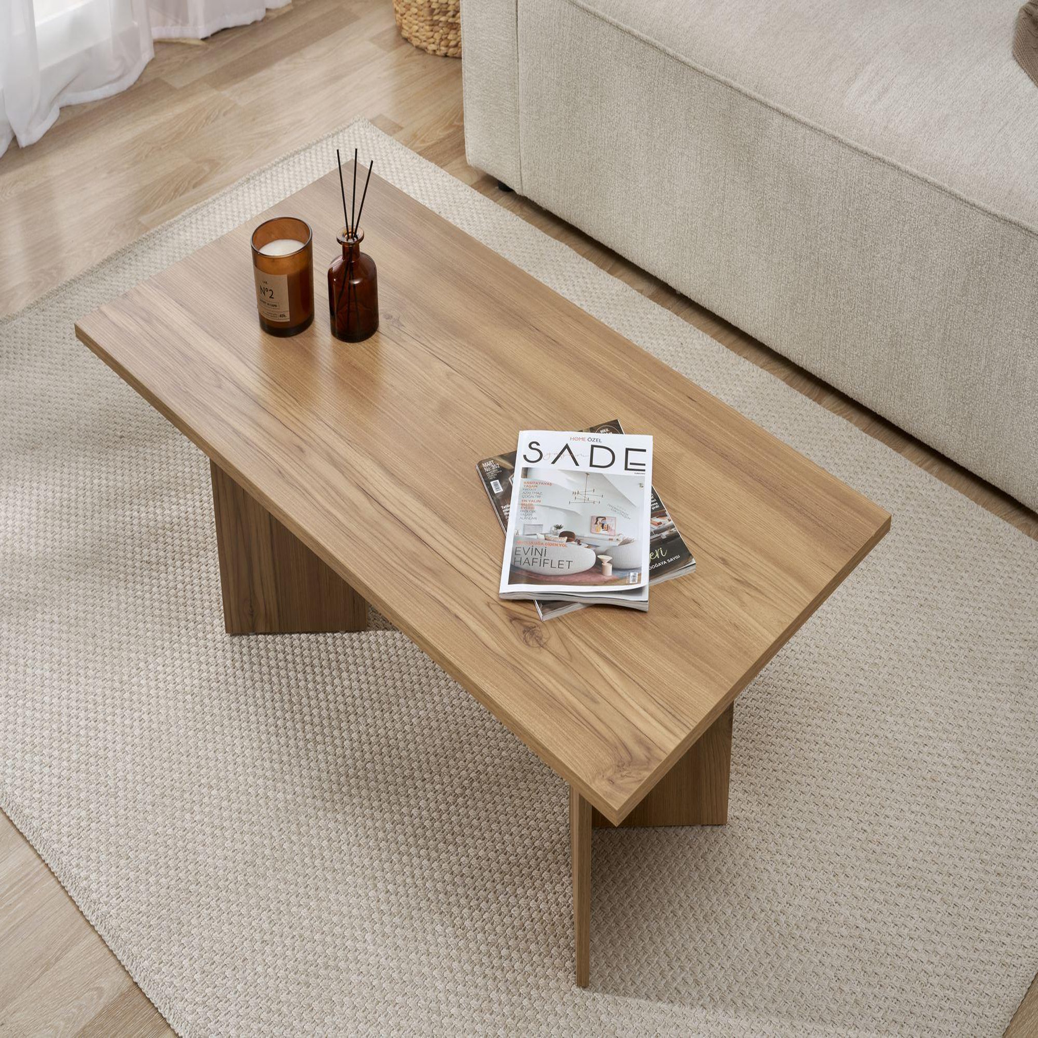 Voir la diapositive 4 : Habitat et Jardin Table basse en bois  sabin  - 60 x 119 x 40 cm - chêne