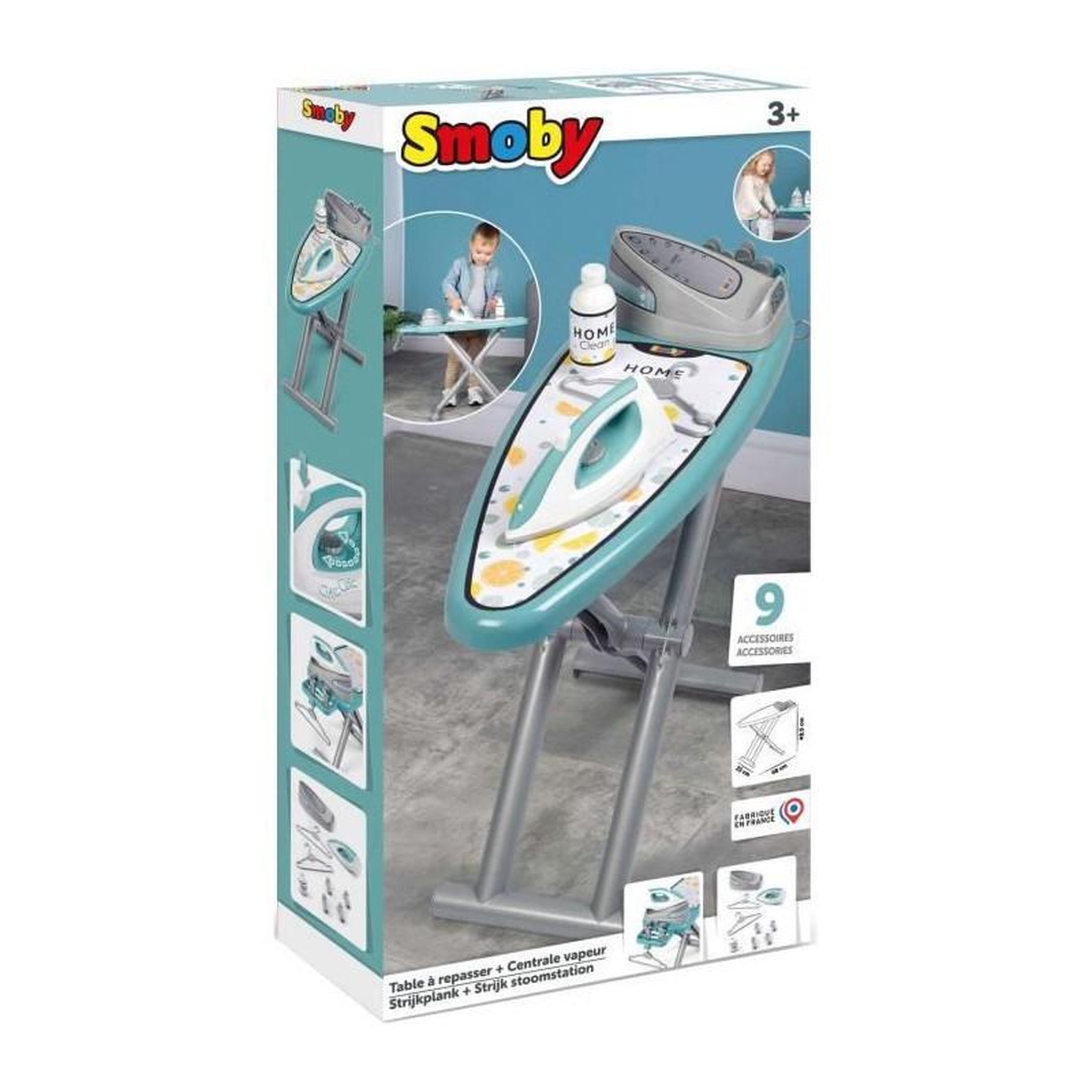Voir la diapositive 4 : SMOBY Smoby - Planche a repasser avec station vapeur + 9 accessoires - Jeux d'imitation ménage - H48cm - Fabrication Française - Dé