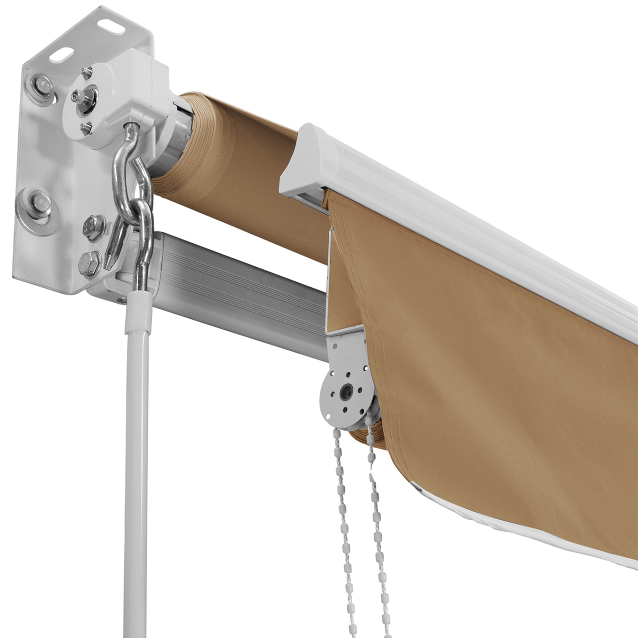 Voir la diapositive 5 : ID MARKET Store banne manuel 4x3 m taupe lambrequin h.1,40 m