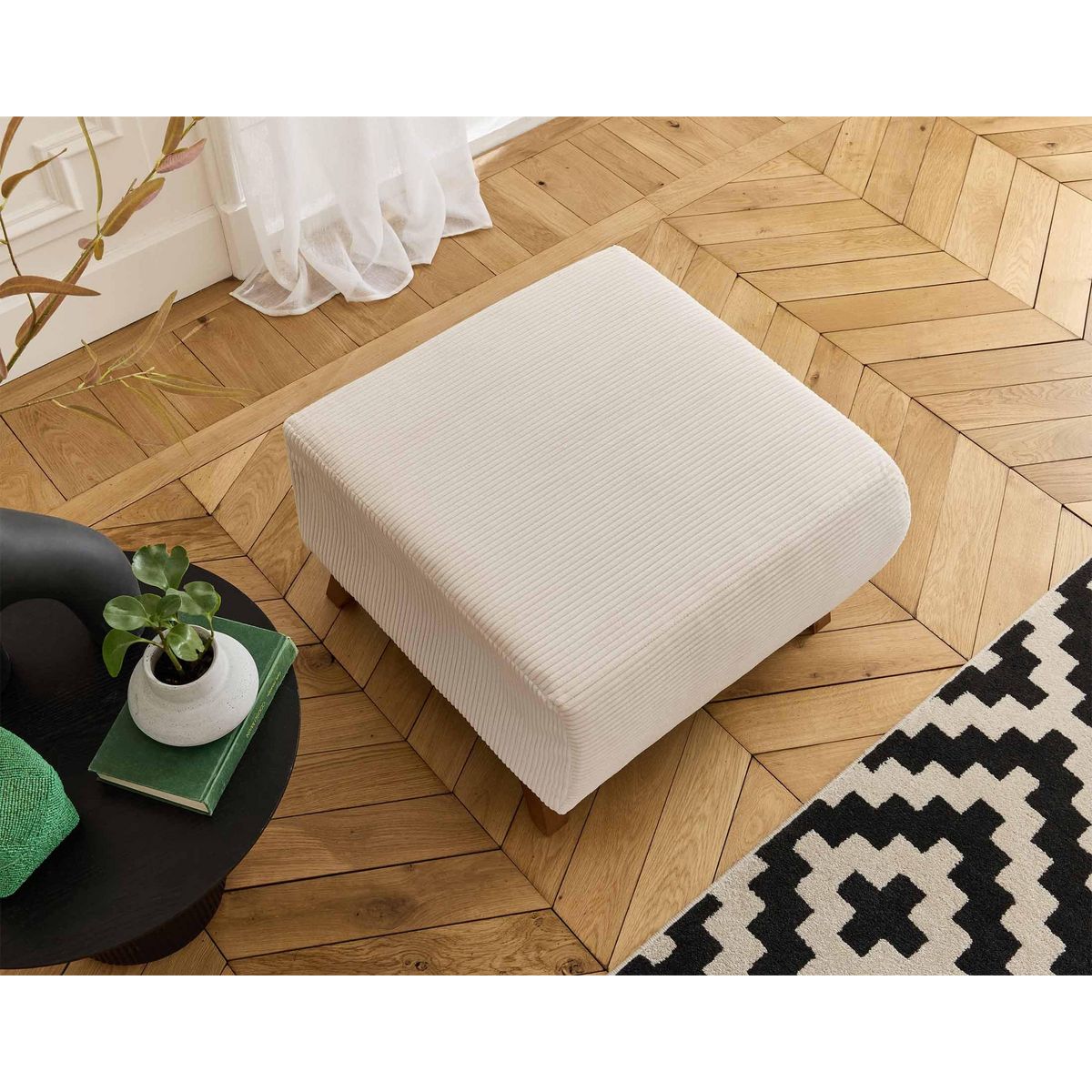 BEST MOBILIER Cristal - pouf modulable - 65 cm - en velours côtelé