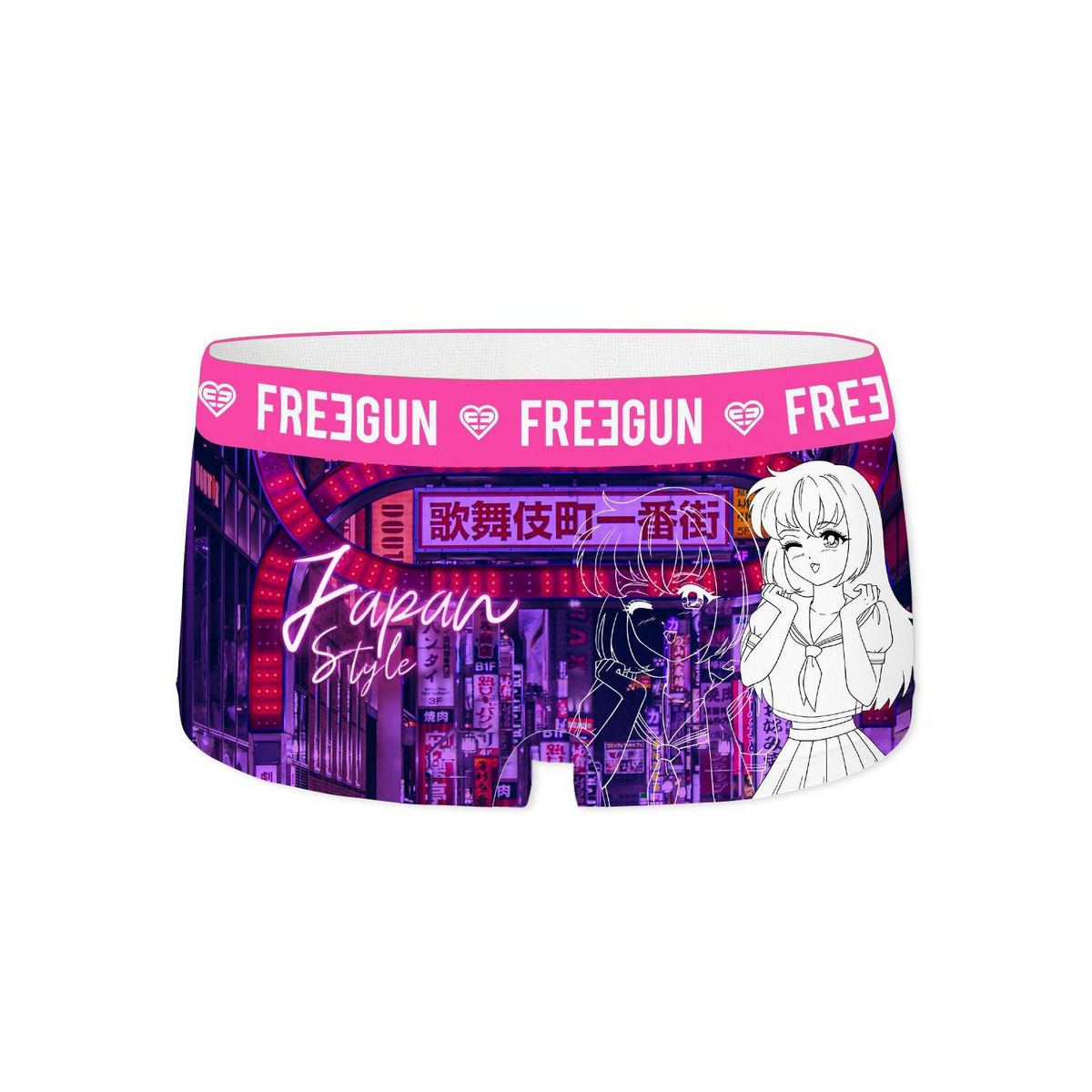 FREEGUN Lot de 4 shortys femme Manga Neon