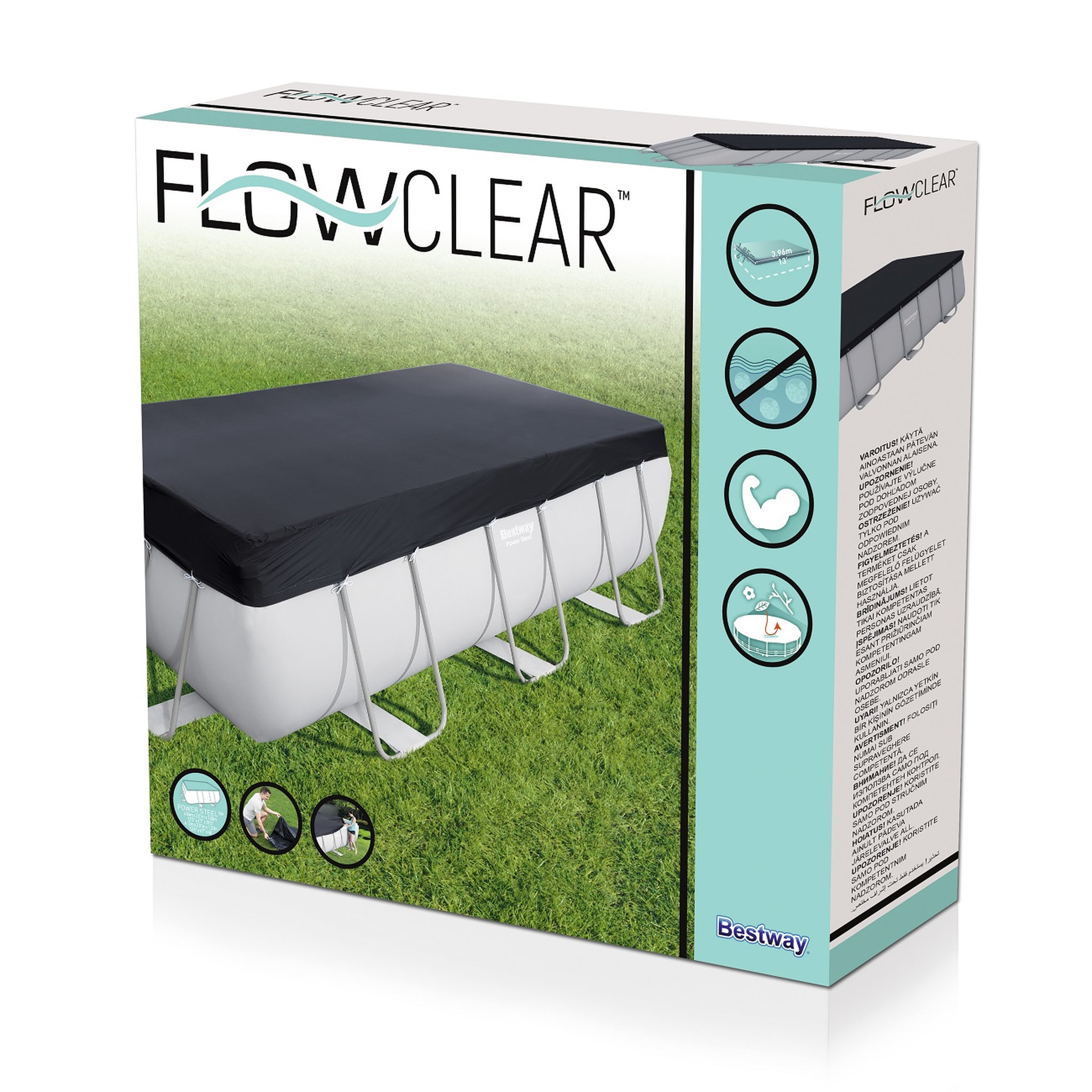 Voir la diapositive 4 : BESTWAY Bâche 4 saisons pour piscine Power Frame rectangulaire 4,04 x 2,01 m et 4,12 x 2,01 m