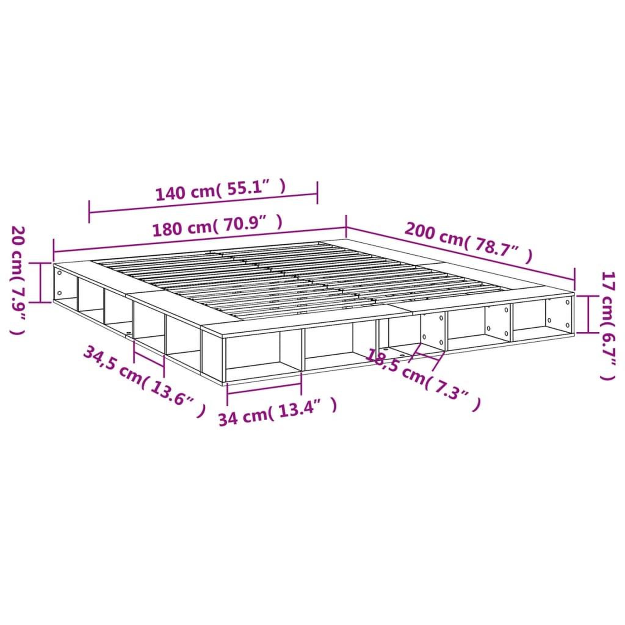 Voir la diapositive 6 : VIDAXL Cadre de lit sans matelas sonoma gris 180x200 cm
