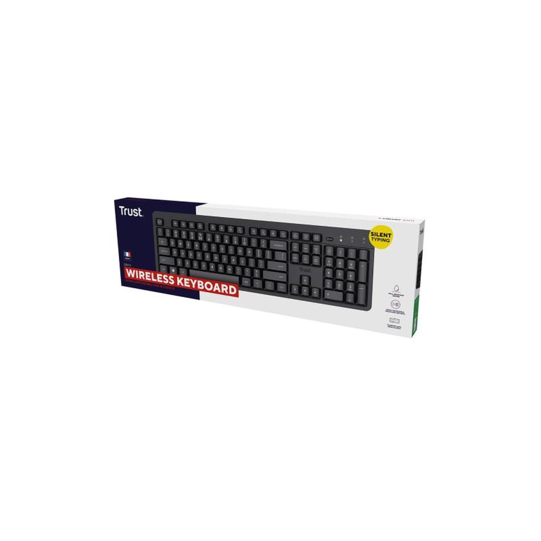 Voir la diapositive 3 : Trust Clavier Trust sans fil silencieux ODY II noir