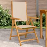 VIDAXL Chaises de jardin lot de 2 beige bois d'acacia massif et tissu