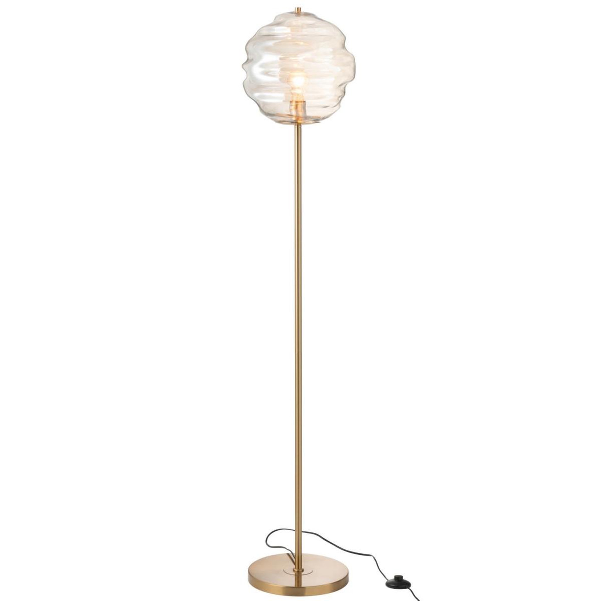 Voir la diapositive 2 : J-LINE Lampadaire en verre  ruche  156cm cognac clair