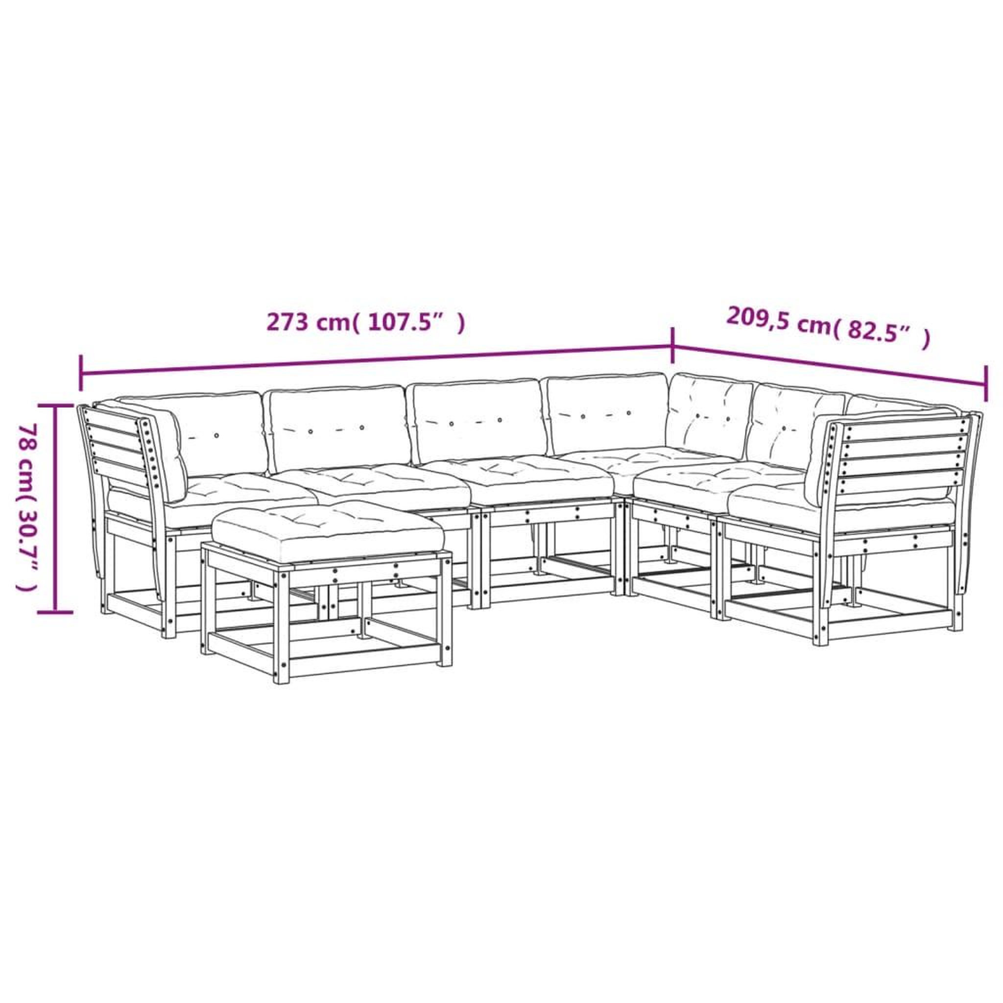 Voir la diapositive 6 : VIDAXL Salon de jardin 7 pcs avec coussins blanc bois de pin massif