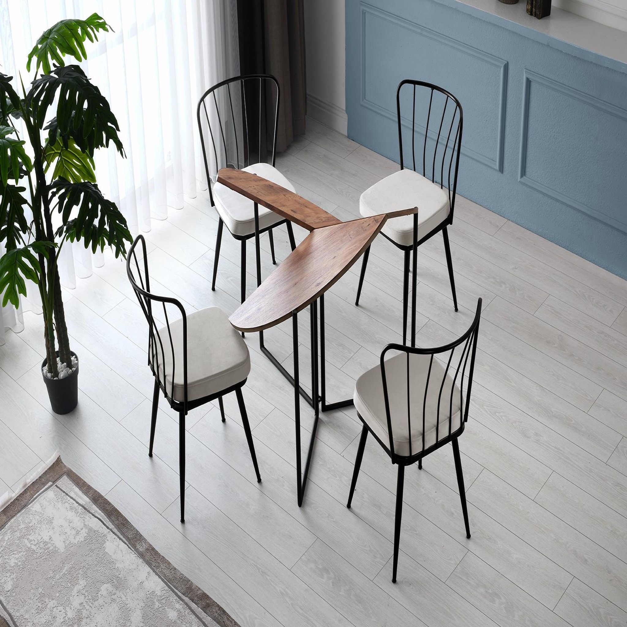 Voir la diapositive 3 : Habitat et Jardin Table à manger en bois  yaprak  - 100 x 100 x 72 cm - pin atlantique