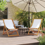 VIDAXL Chaises de plage pliables lot de 2 blanc creme tissu