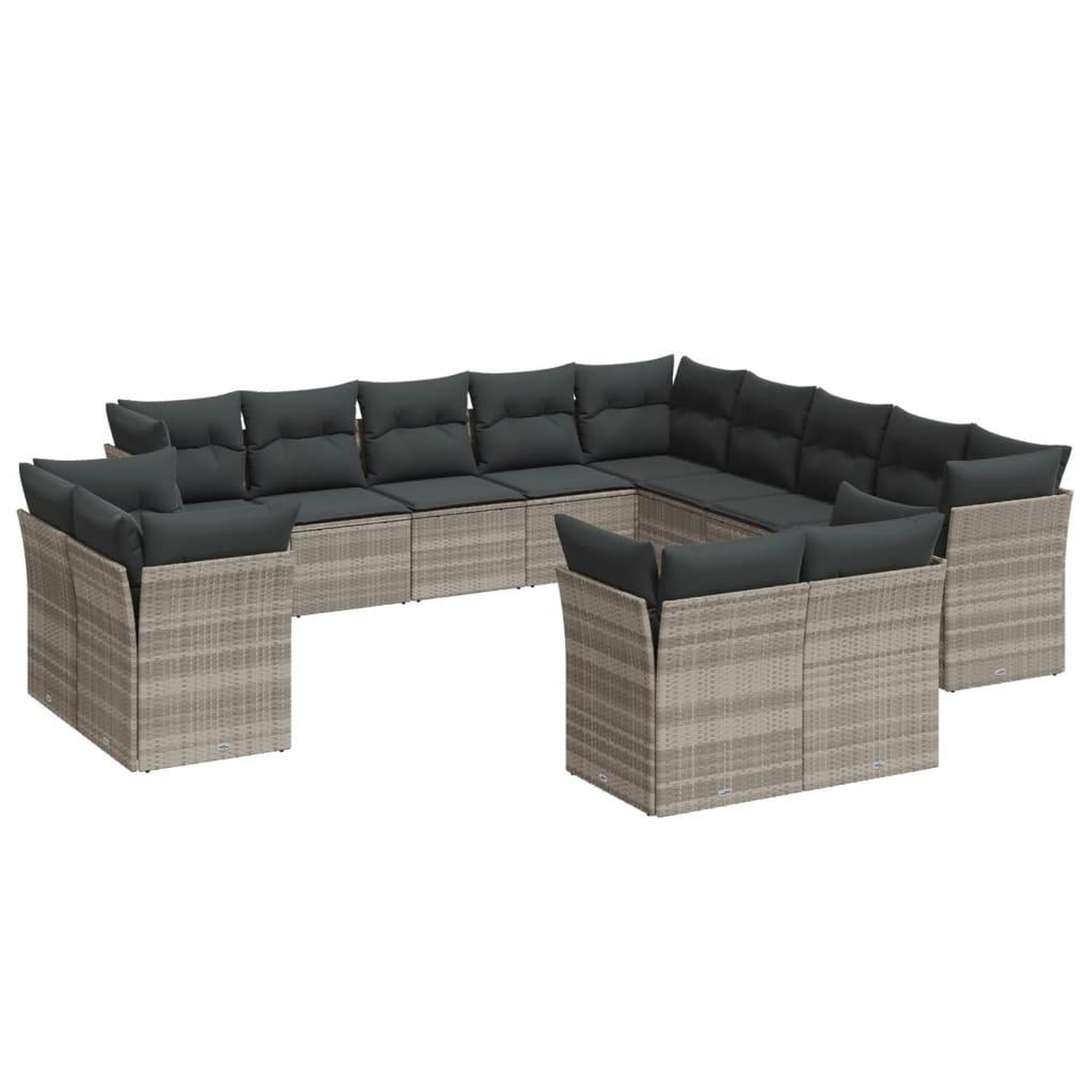 Voir la diapositive 2 : VIDAXL Salon de jardin avec coussins 13 pcs gris clair resine tressee