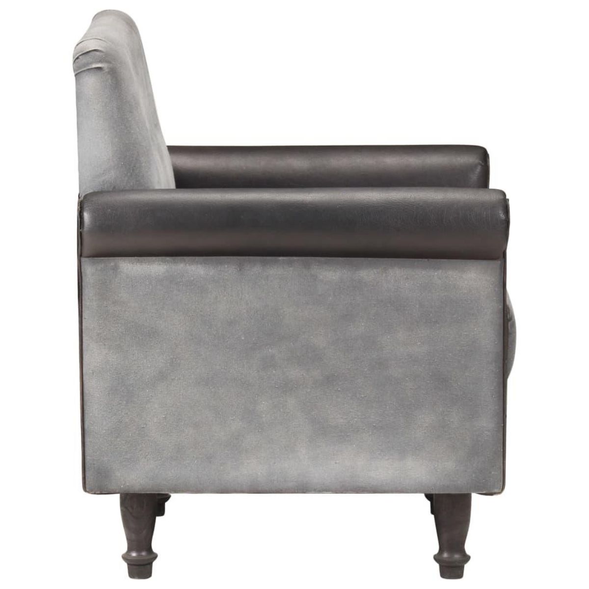 VIDAXL Chaise cabriolet noir cuir veritable et toile