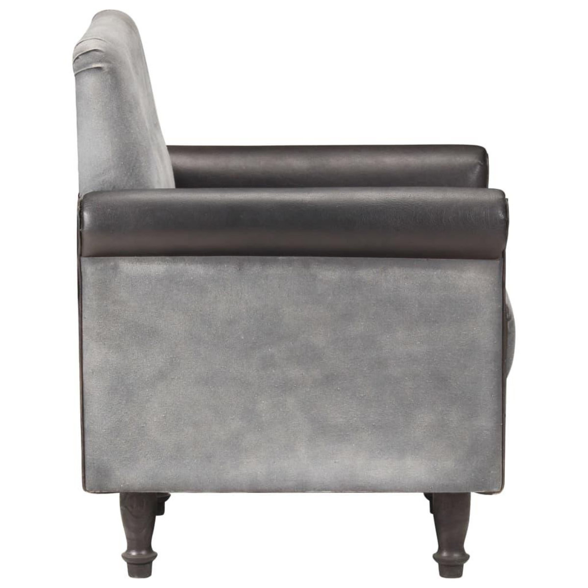 VIDAXL Chaise cabriolet noir cuir veritable et toile