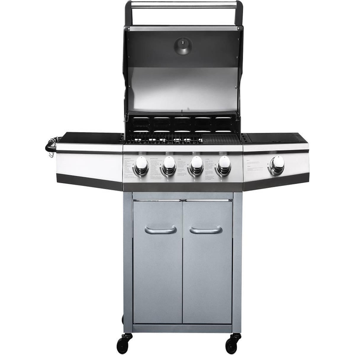 Habitat et Jardin Barbecue gaz avec LED  Bingo 5  - 5 Brûleurs dont 1 latéral - 15.2kW + Housse protection - Argenté