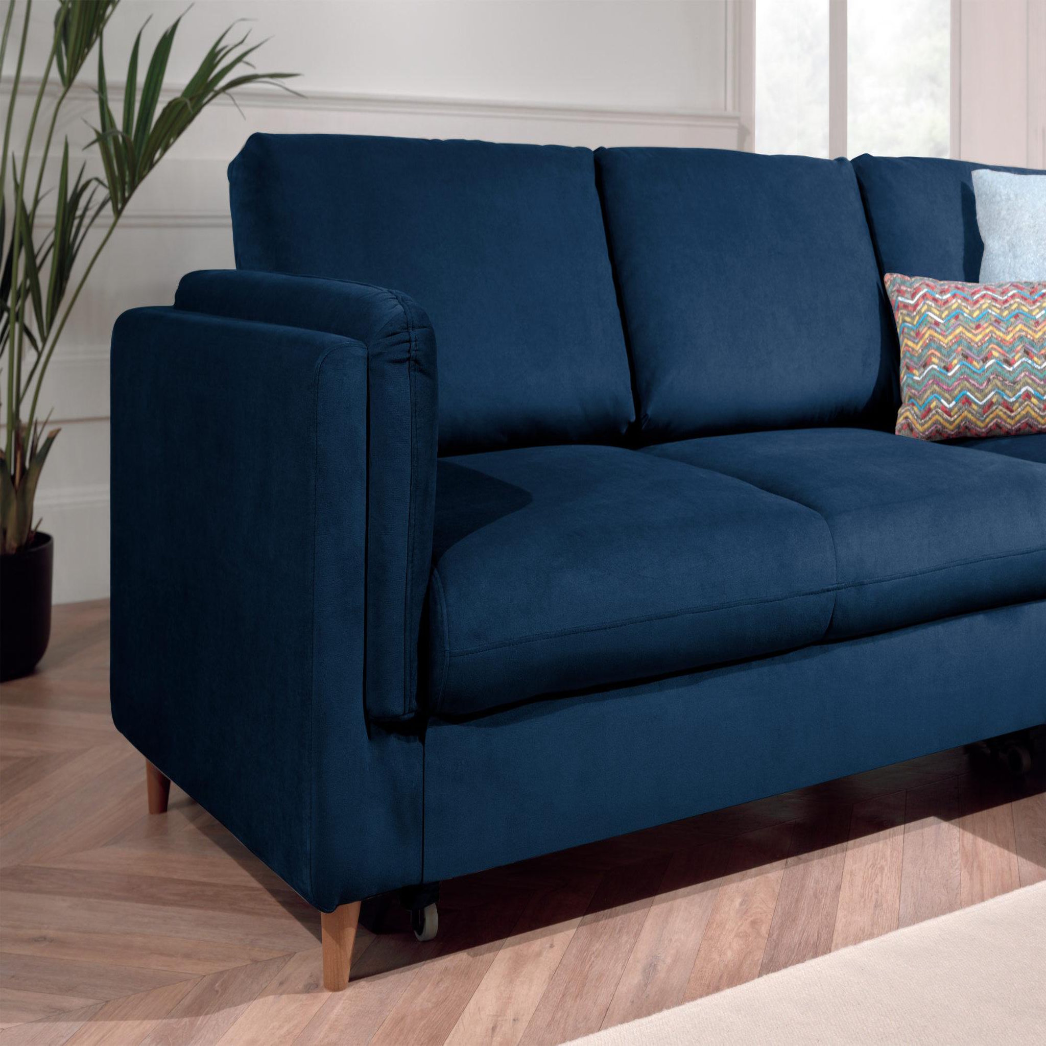 Voir la diapositive 4 : BEST MOBILIER Brooke - canapé d'angle droit - convertible - 5 places - en velours