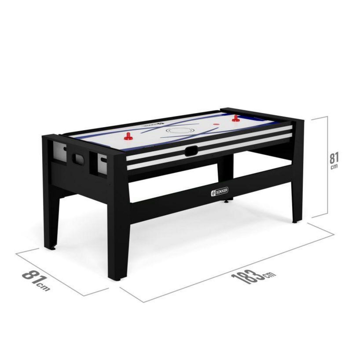 SOKKER Table multi jeux 4 en 1 GLADIATEUR Air Hockey, Billard, Ping Pong, Plateau - avec Accessoires