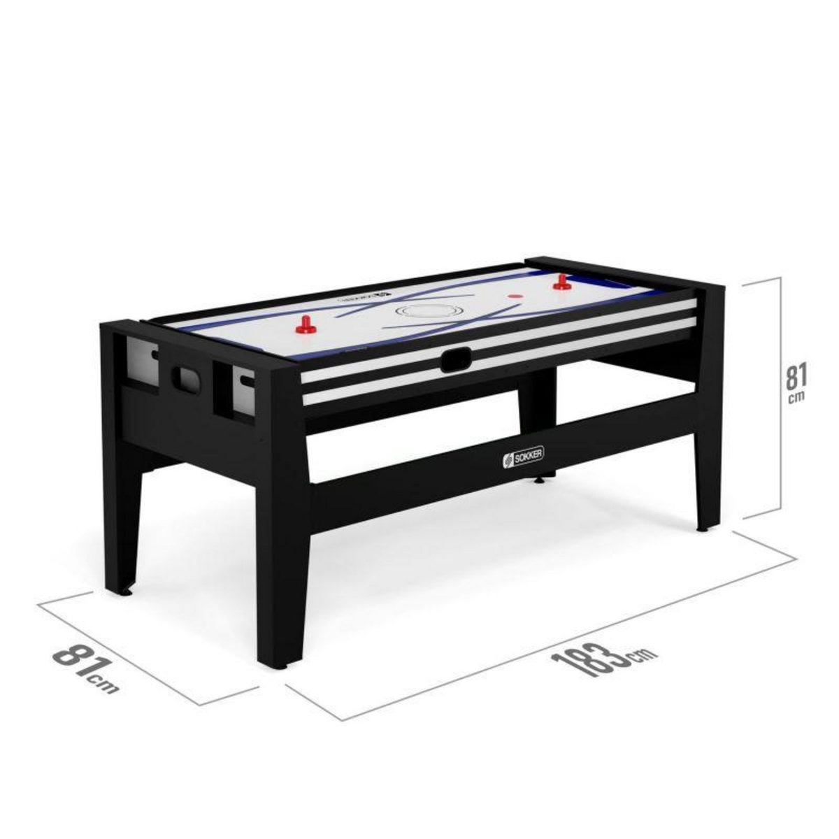 SOKKER Table multi jeux 4 en 1 GLADIATEUR Air Hockey, Billard, Ping Pong, Plateau - avec Accessoires